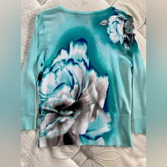 WHITE House, Black market rhinestone turquoise cardigan. Size S - Picture 2 of 8